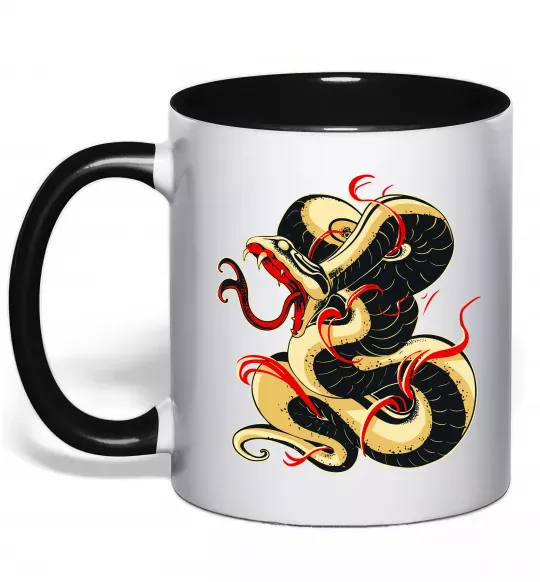 Чашка с цветной ручкой Змія малюнок Черный фото