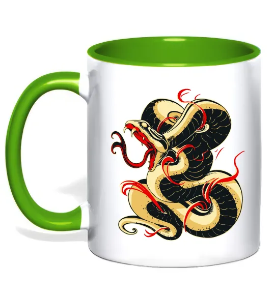 Чашка с цветной ручкой Змія малюнок Лаймовый фото