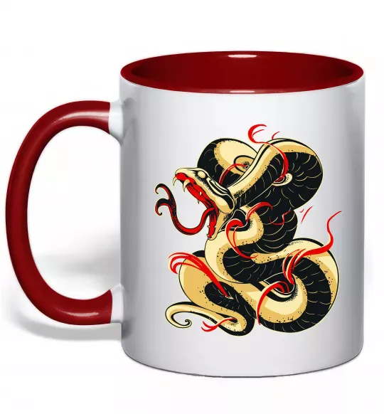 Чашка с цветной ручкой Змія малюнок Красный фото