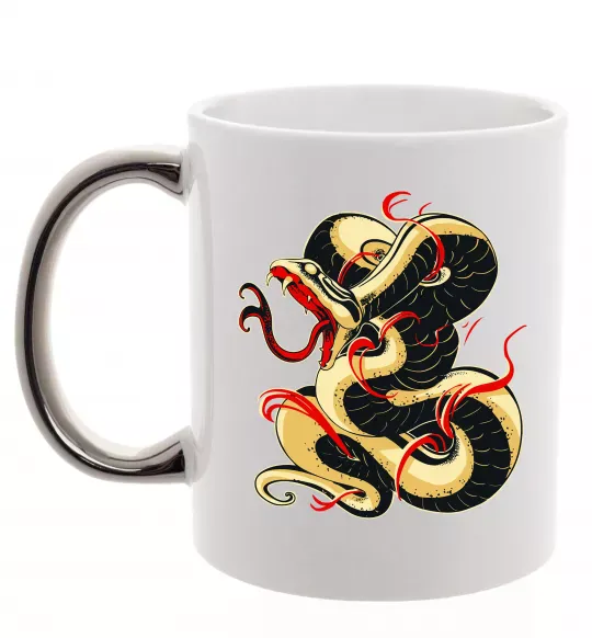 Чашка с цветной ручкой Змія малюнок Серебро фото