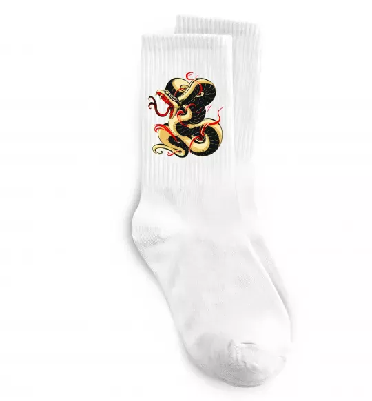 Шкарпетки Змія малюнок Білий фото