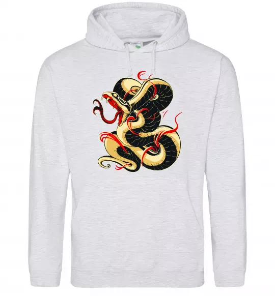 Чоловіча толстовка (худі) Змія малюнок Сірий меланж фото