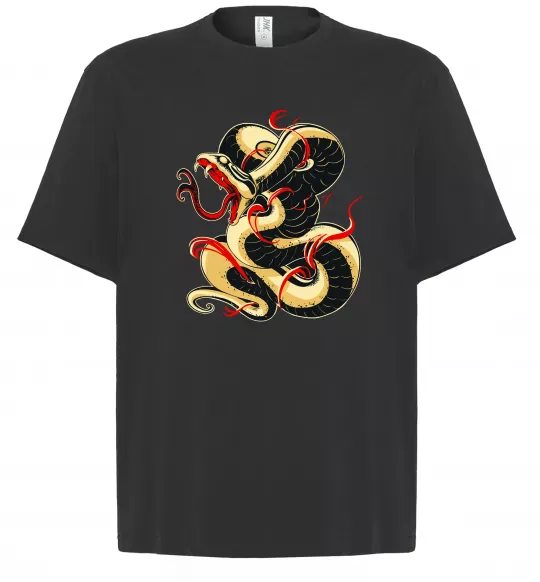 Футболка Оверсайз Змія малюнок Чорний фото