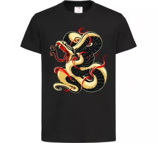 Детская футболка Змія малюнок Черный фото