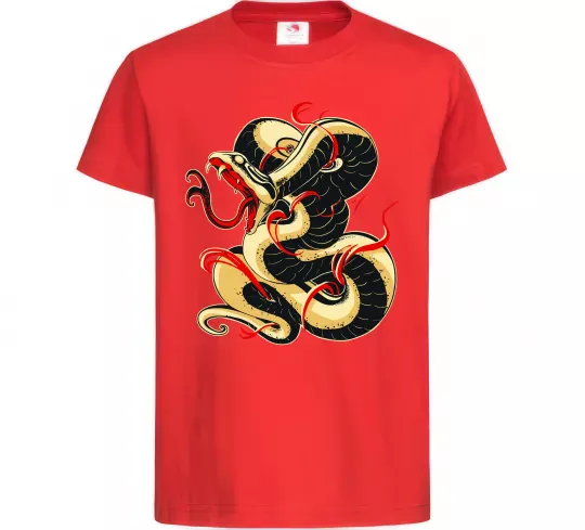 Детская футболка Змія малюнок Красный фото