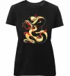 Женская премиум футболка Змія малюнок Черный фото