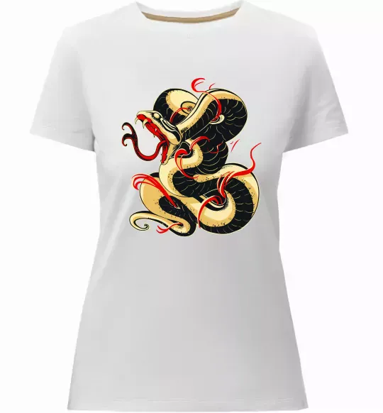 Женская премиум футболка Змія малюнок Белый фото