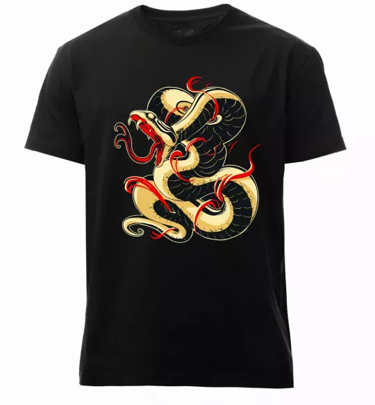 Чоловіча преміум футболка Змія малюнок Чорний фото