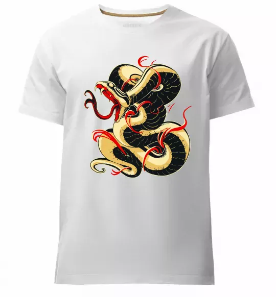 Чоловіча преміум футболка Змія малюнок Білий фото
