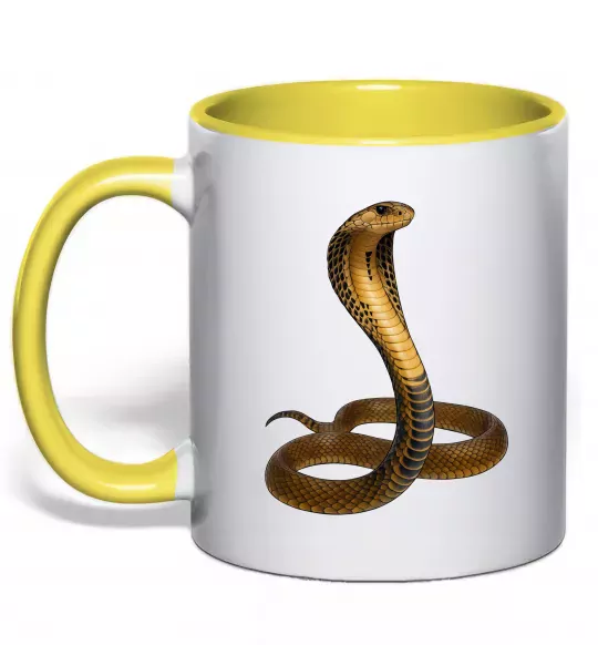 Чашка з кольоровою ручкою Кобра Сонячно жовтий фото