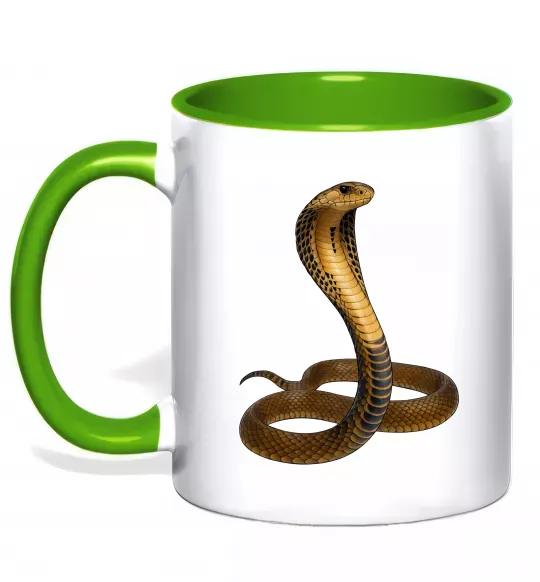 Чашка з кольоровою ручкою Кобра Зелений фото