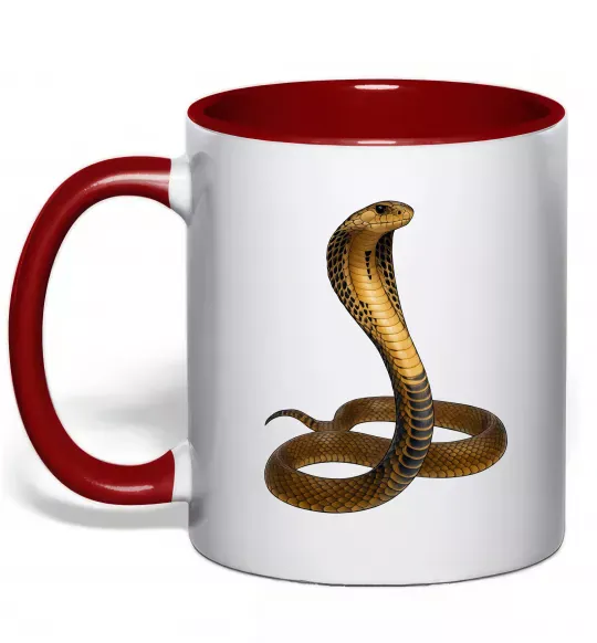 Чашка з кольоровою ручкою Кобра Червоний фото