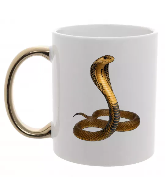 Чашка з кольоровою ручкою Кобра Золото фото