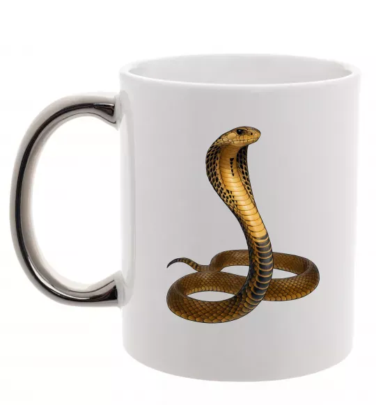 Чашка з кольоровою ручкою Кобра Срібло фото