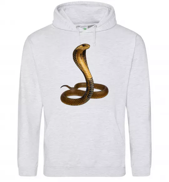 Женская толстовка (худи) Кобра Серый меланж фото