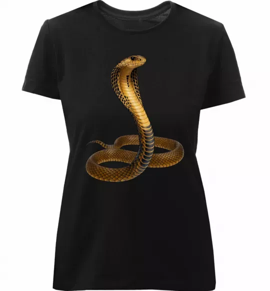 Женская премиум футболка Кобра Черный фото