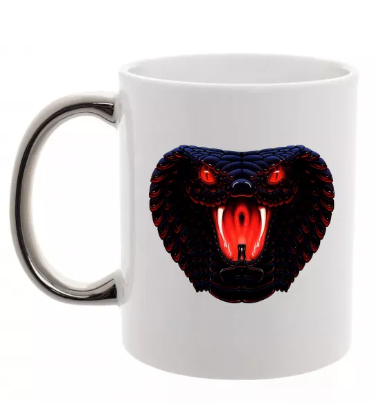 Чашка с цветной ручкой Dark snake Серебро фото