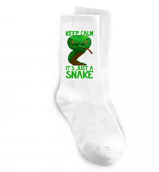 Носки Keep calm it`s just a snake Белый фото