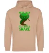 Мужская толстовка (худи) Keep calm it`s just a snake Песочный фото