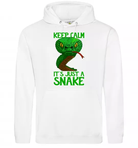 Женская толстовка (худи) Keep calm it`s just a snake Белый фото