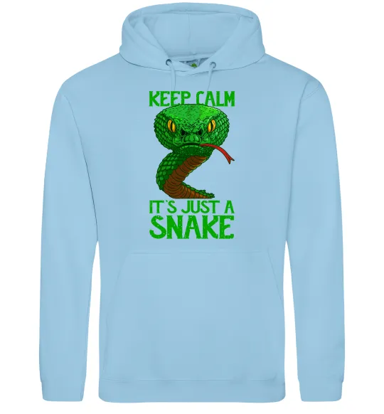Женская толстовка (худи) Keep calm it`s just a snake Голубой фото