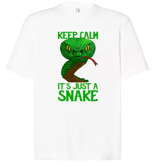 Футболка Оверсайз Keep calm it`s just a snake Белый фото