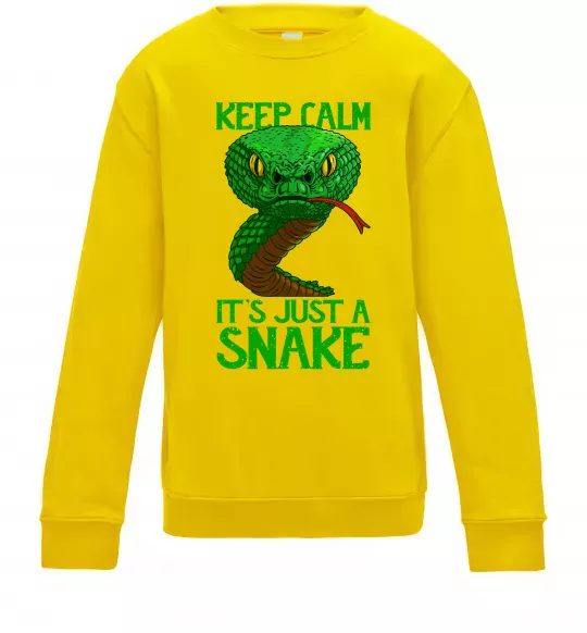 Детский Свитшот Keep calm it`s just a snake Солнечно желтый фото