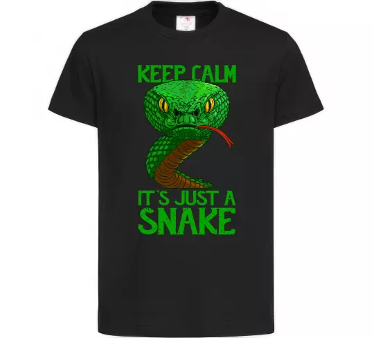 Детская футболка Keep calm it`s just a snake Черный фото