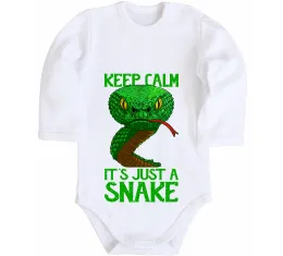 Дитячий бодік Keep calm it`s just a snake Білий фото