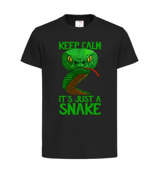Детская футболка Keep calm it`s just a snake Черный фото