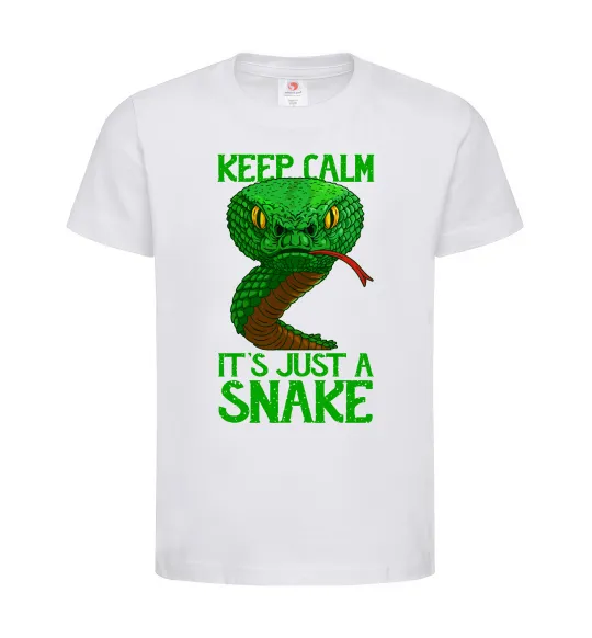 Детская футболка Keep calm it`s just a snake Белый фото