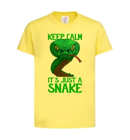 Детская футболка Keep calm it`s just a snake Лимонный фото