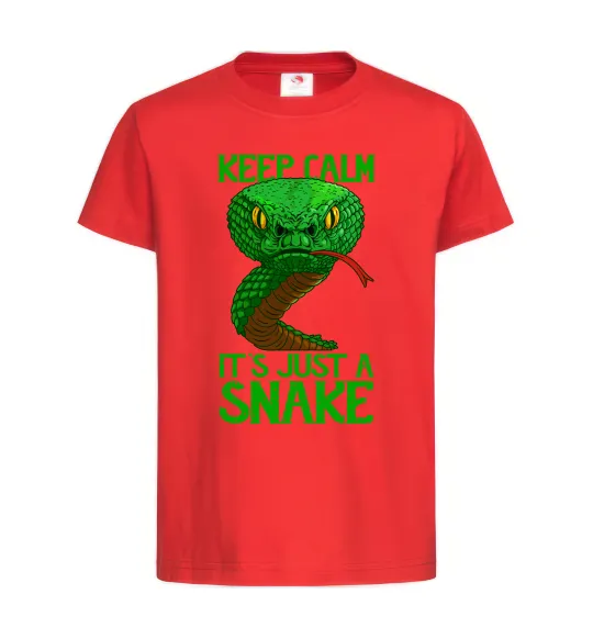 Детская футболка Keep calm it`s just a snake Красный фото