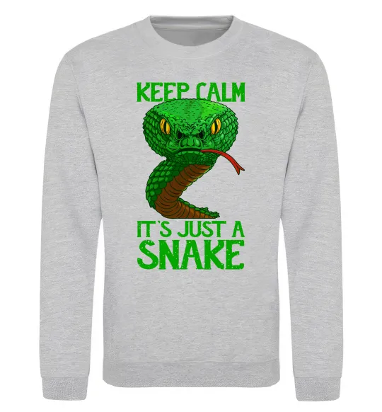 Свитшот Keep calm it`s just a snake Серый меланж фото