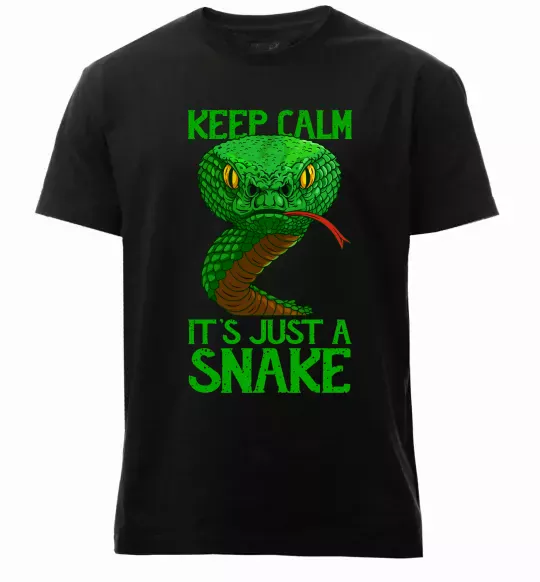 Мужская премиум футболка Keep calm it`s just a snake Черный фото