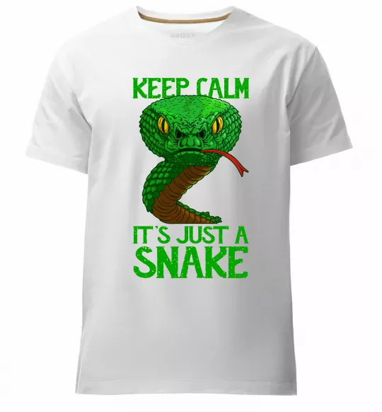 Мужская премиум футболка Keep calm it`s just a snake Белый фото