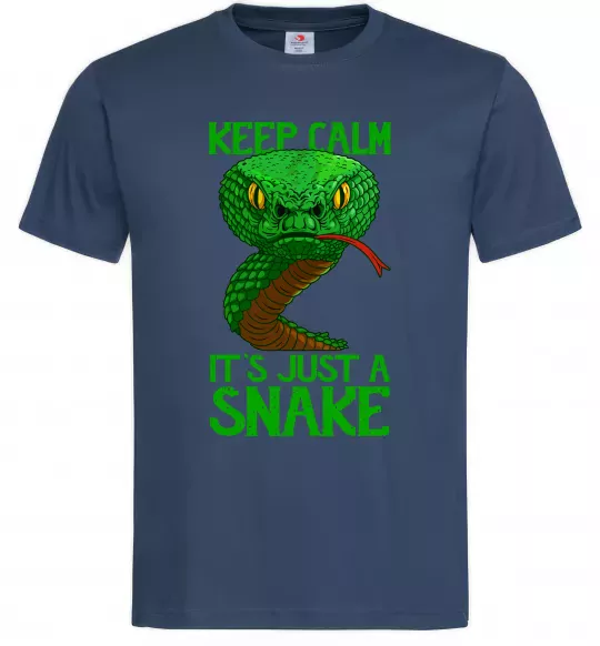 Мужская футболка Keep calm it`s just a snake Темно-синий фото