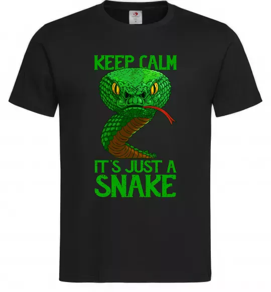 Мужская футболка Keep calm it`s just a snake Черный фото