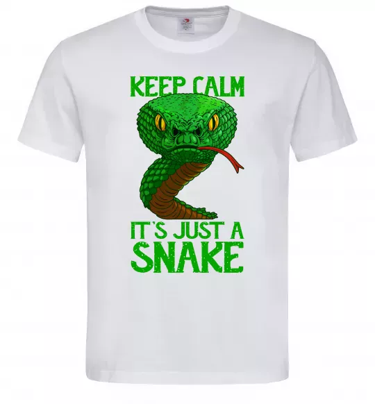 Мужская футболка Keep calm it`s just a snake Белый фото