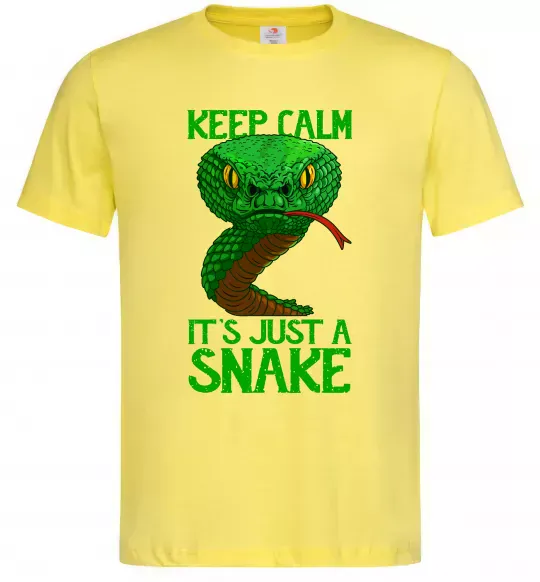 Мужская футболка Keep calm it`s just a snake Лимонный фото