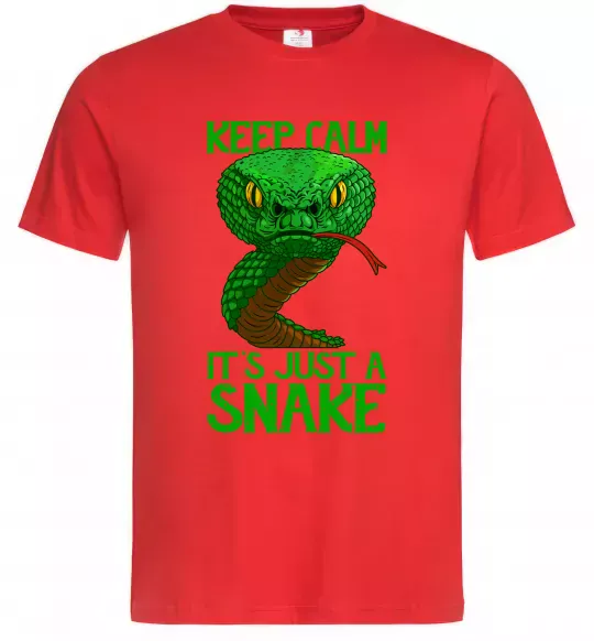 Мужская футболка Keep calm it`s just a snake Красный фото