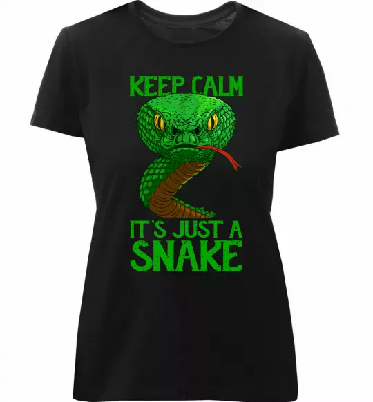 Женская премиум футболка Keep calm it`s just a snake Черный фото