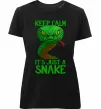 Женская премиум футболка Keep calm it`s just a snake Черный фото