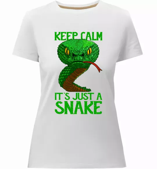 Женская премиум футболка Keep calm it`s just a snake Белый фото
