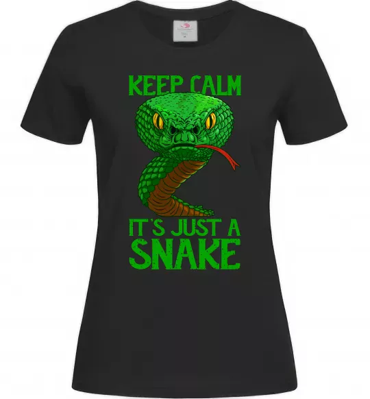 Женская футболка Keep calm it`s just a snake Черный фото