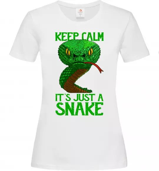 Женская футболка Keep calm it`s just a snake Белый фото