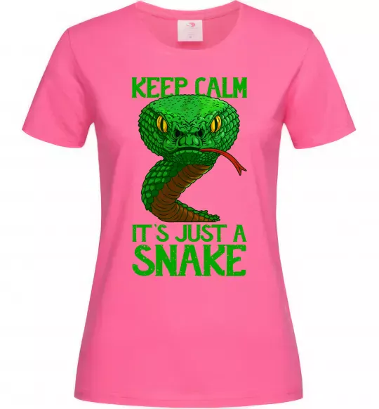 Женская футболка Keep calm it`s just a snake Ярко-розовый фото