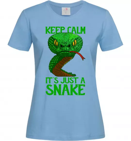 Женская футболка Keep calm it`s just a snake Голубой фото