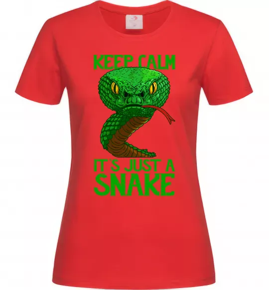 Женская футболка Keep calm it`s just a snake Красный фото