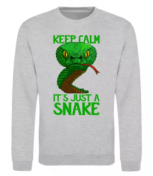 Свитшот Keep calm it`s just a snake Серый меланж фото